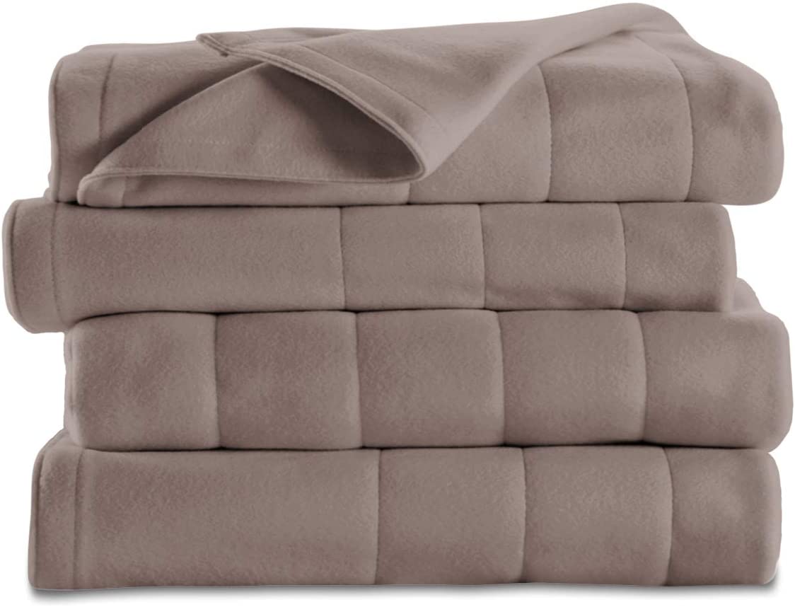 JARDEN CONSUMER SERVICES Heated Electric Blanket, Fleece, 10 Settings, Mushroom Color, Twin Size
