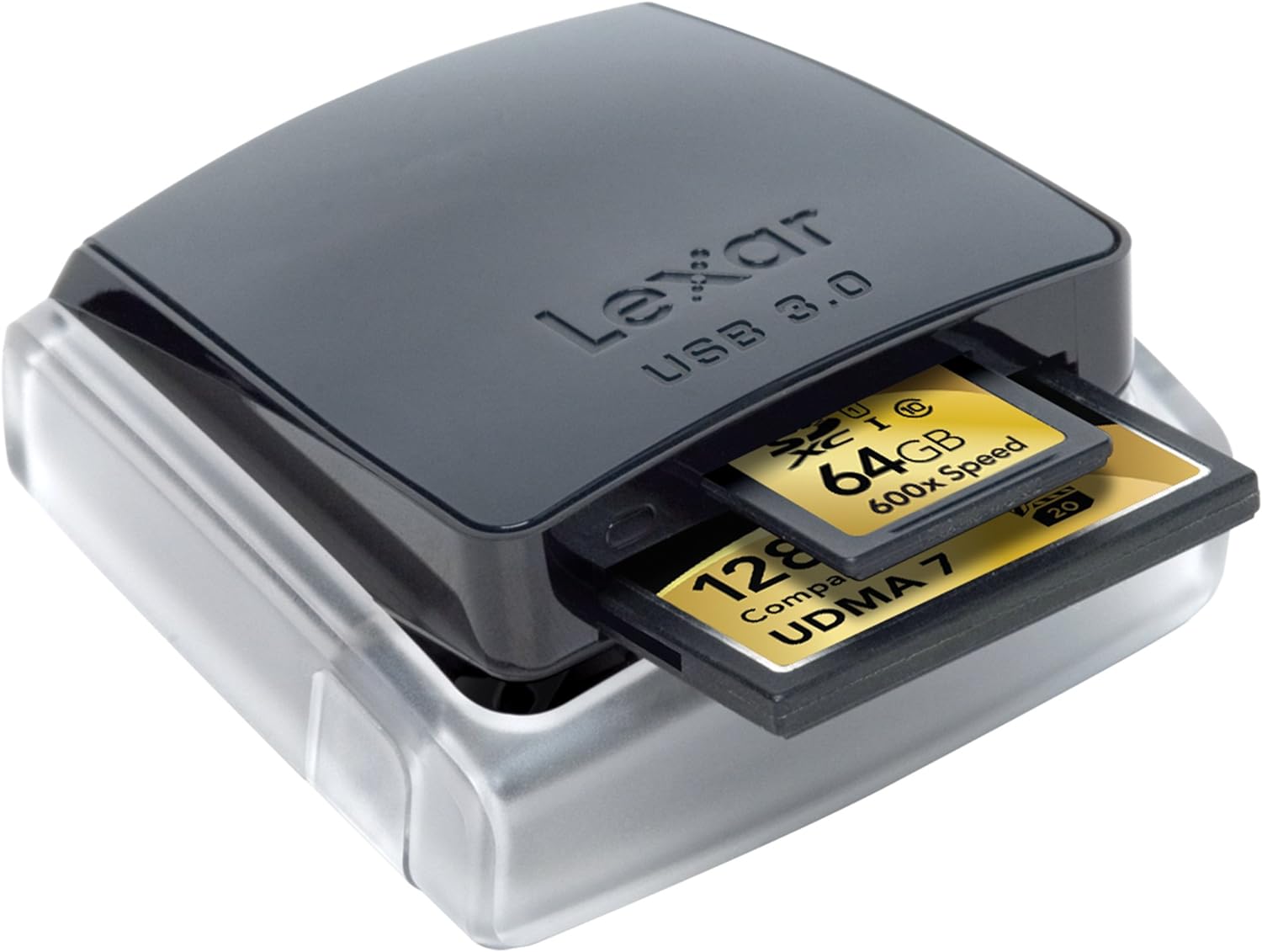 Lexar LRW400CRBNA USB 3.0 Noir, Blanc Lecteur de Carte mémoire - Lecteurs de Carte mémoire (CF, SD, SDHC, SDXC, USB 3.0, 500 Mo/s, Noir, Transparent, Blanc)