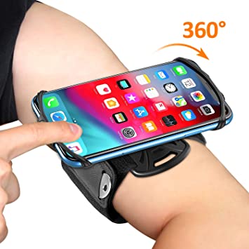Bovon Brassard pour Smartphone, 360° Rotation Porte Téléphone Sport, Universel Armband Réglable pour Jogging & Gym Compatible avec iPhone 11 Pro Max/11/XR/XS Max/X/8, Samsung S20/S10 Plus/S10e etc 
