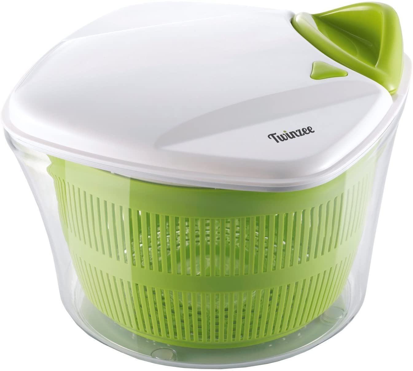 Twinzee - Essoreuse à Salade Grande Capacité (5L) - Design Innovant - Poignée ergonomique et Bouton Stop
