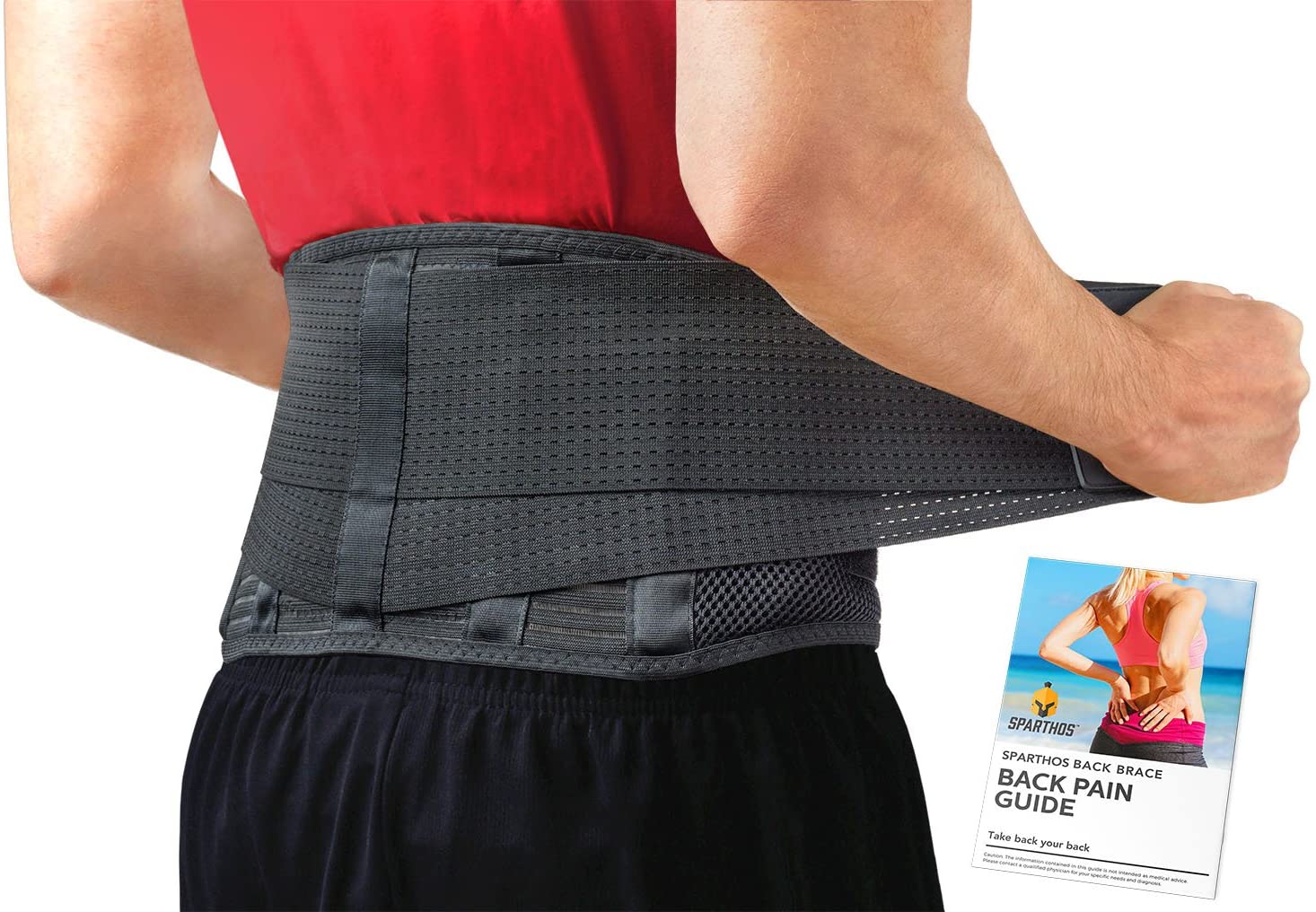 Back Brace par Sparthos - Soulagement immédiat pour maux de dos, hernie discale, sciatique, scoliose et plus encore! - Conception en maille respirante avec coussin lombaire