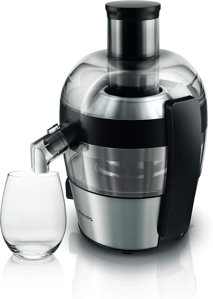 Philips HR1836/00 Centrifugeuse noire 500W, Quickclean nettoyage 1mn, cheminée XL, tamis inversé electro poli, jusqu' à 1,5L de jus en 1 extraction 