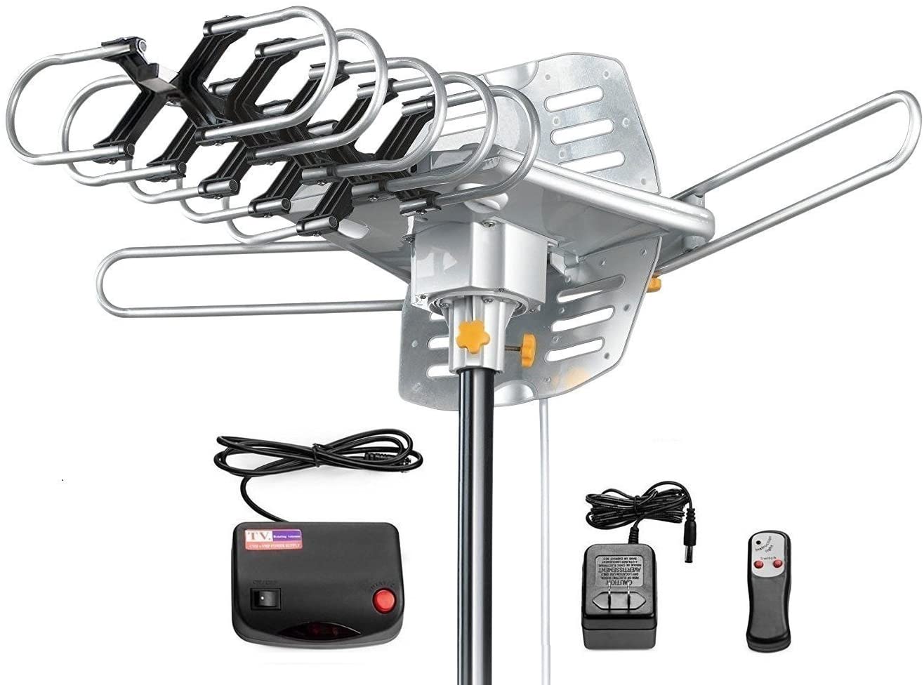 Antenne HD numérique amplifiée HD d'extérieur avec Rotation à 360 degrés motorisée UHF/VHF/FM avec télécommande Infrarouge TNB-WA2608