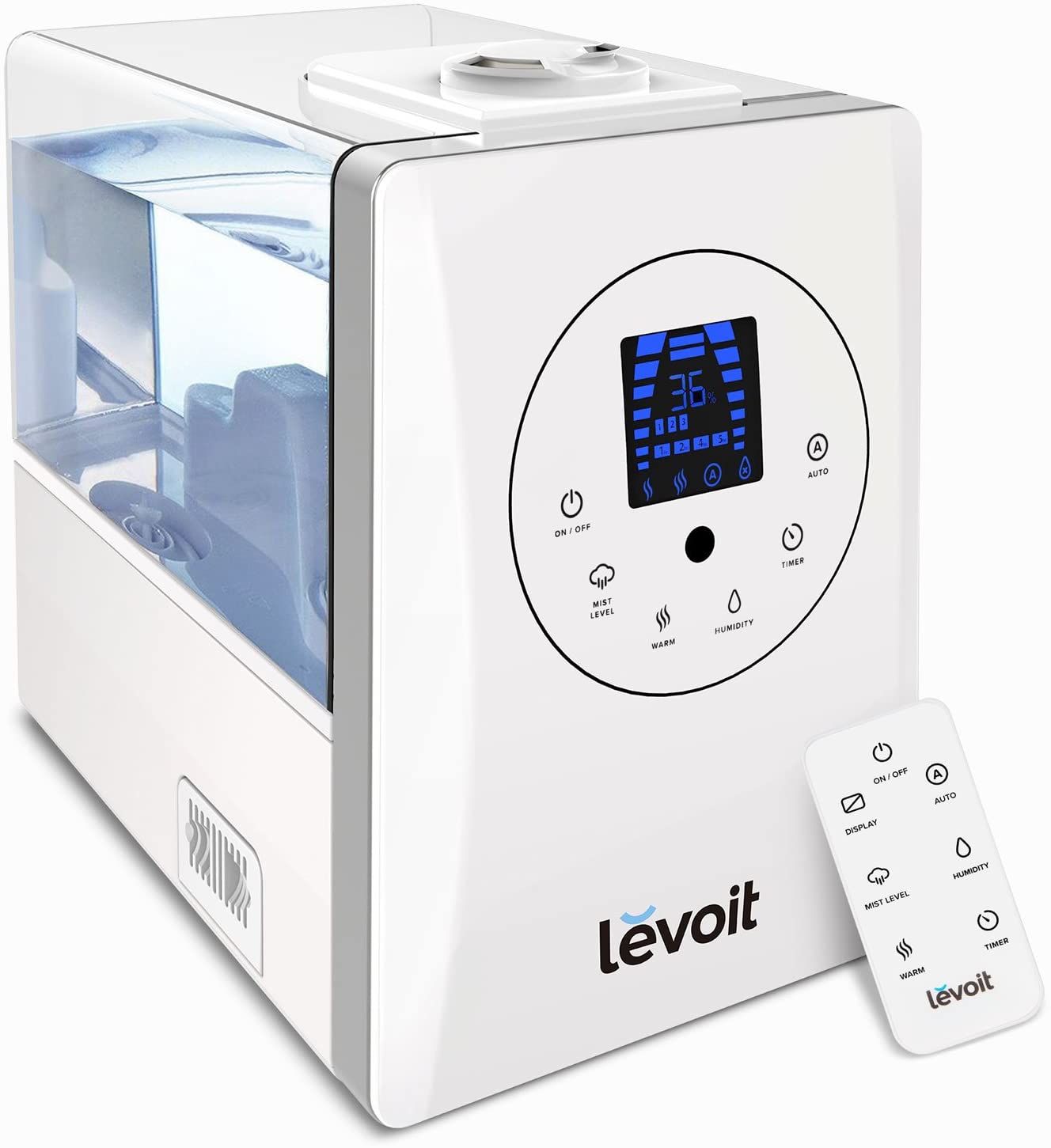 Levoit Humidificateur d'Air Maison/BéBé Ultrasonique 6L, Brume Fraîche/Chaude, Double Buse à 360°, Minuterie 1-12 H, Diffuseur d’Huile Essentielle Indicateur Humidité, Auto Mode Gamme 40-70㎡