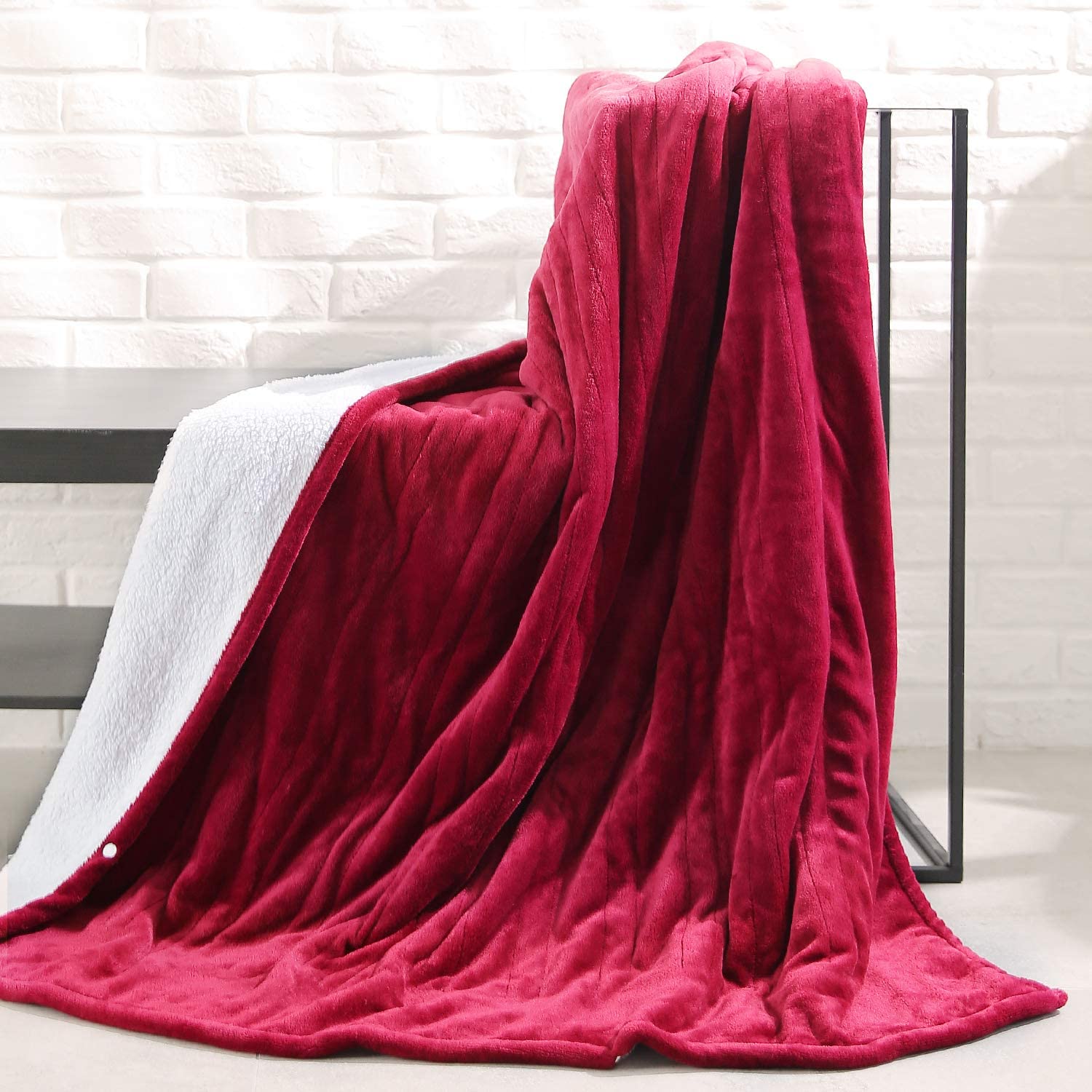 MaxKare Couvre-lit Chauffant électrique – Arrêt Automatique Fast-Heating Sherpa Couverture complète du Corps réchauffement réversible en Peluche Douce Trois Heat-Level Réglage 127 x 152,4 cm