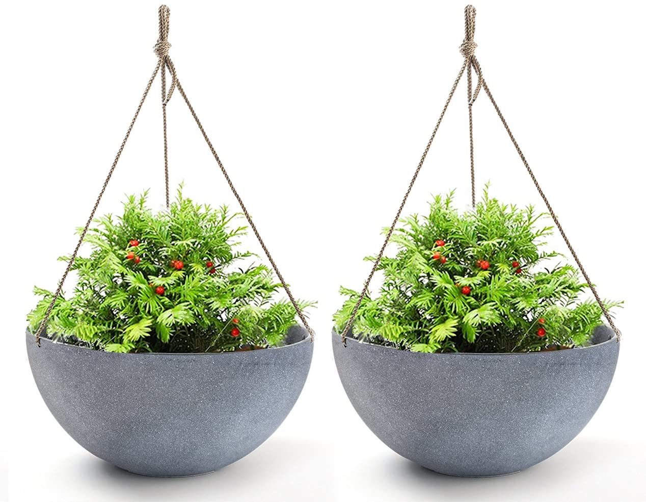 Pots de fleurs à suspendre Grand modèle Gris 13.8 Inch -pack 2