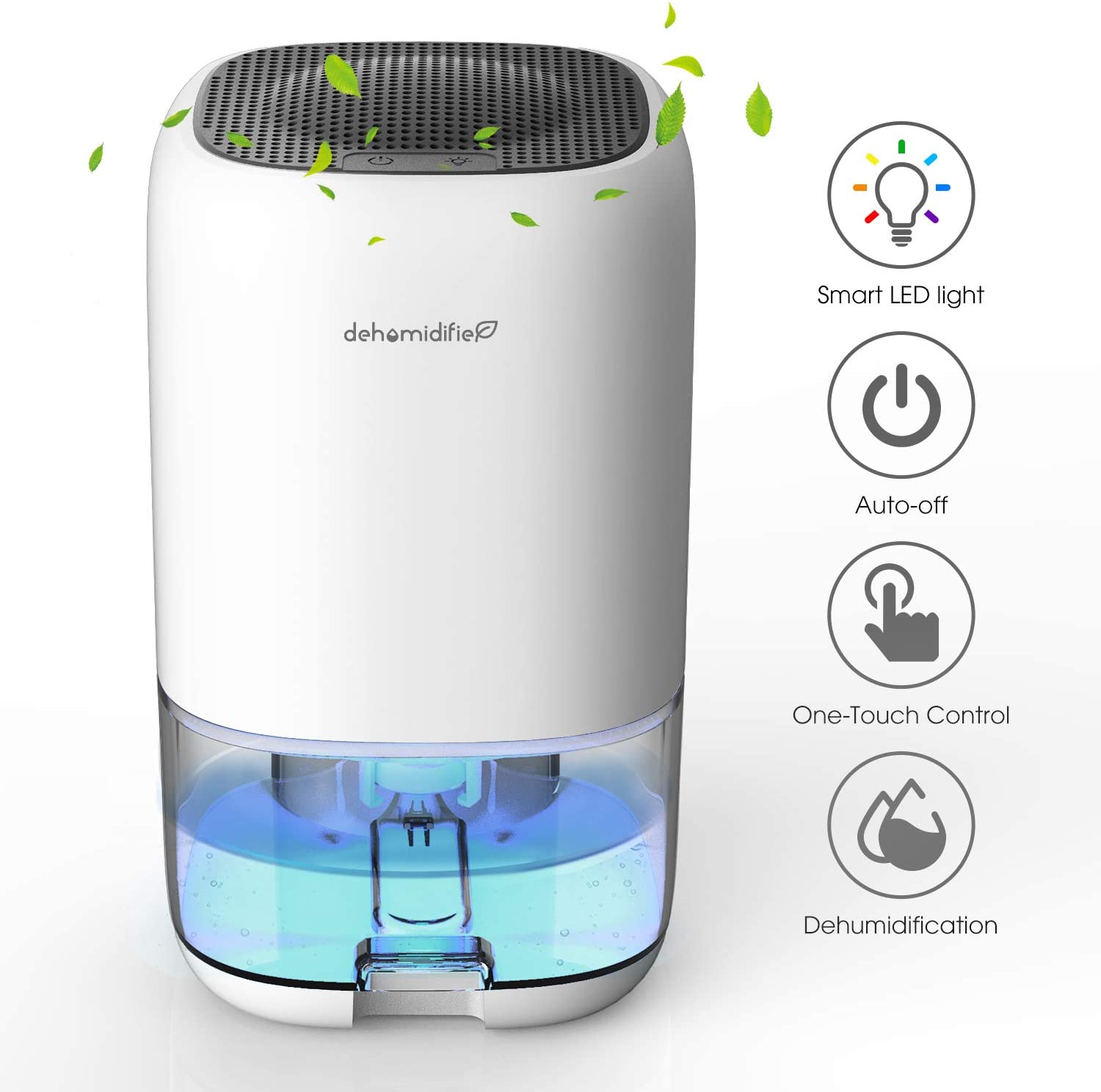 Douhe Deshumidificateurs d'air, 1000 ml Déshumidificateur Electrique, Silencieux, 7 couleurs LED, Faible Consommation d'énergie, Portable Absorbeur d Humidité, Salle de Bains, Chambre, Bureau, Cuisine