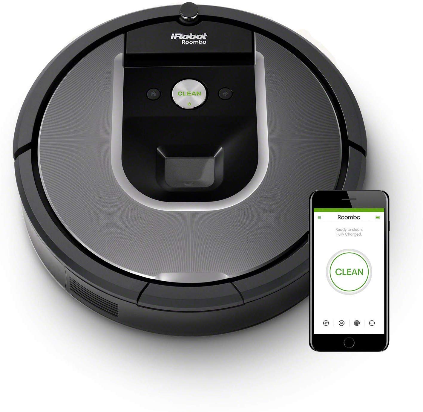 iRobot Roomba 960, aspirateur robot avec forte puissance d'aspiration, 2 brosses anti-emmêlement, idéal pour animaux, capteurs de poussière, parfait sur tapis et sols, connecté, programmable via app