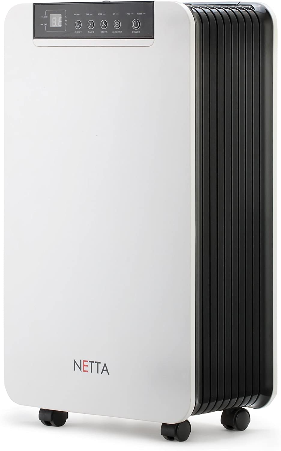 Netta 12L/D Déshumidificateurs Electrique, Déshumidificateur d'Air Intelligent de Multi-Fonctions Affichage Numérique , Purificateur d'Air Sèche-linge Faible Bruit Économie d'énergie Maison Cuisine