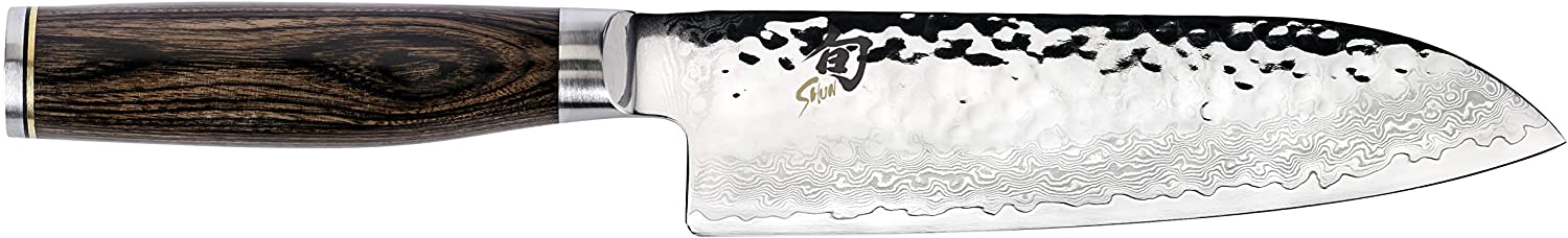 Shun Couverts Premier 7” santoku Couteau; poignées Facilement Toutes Les tâches de Base de Coupe Cuisine, lumière, Agile et très Facile à manœuvrer Argent 7 Pouces