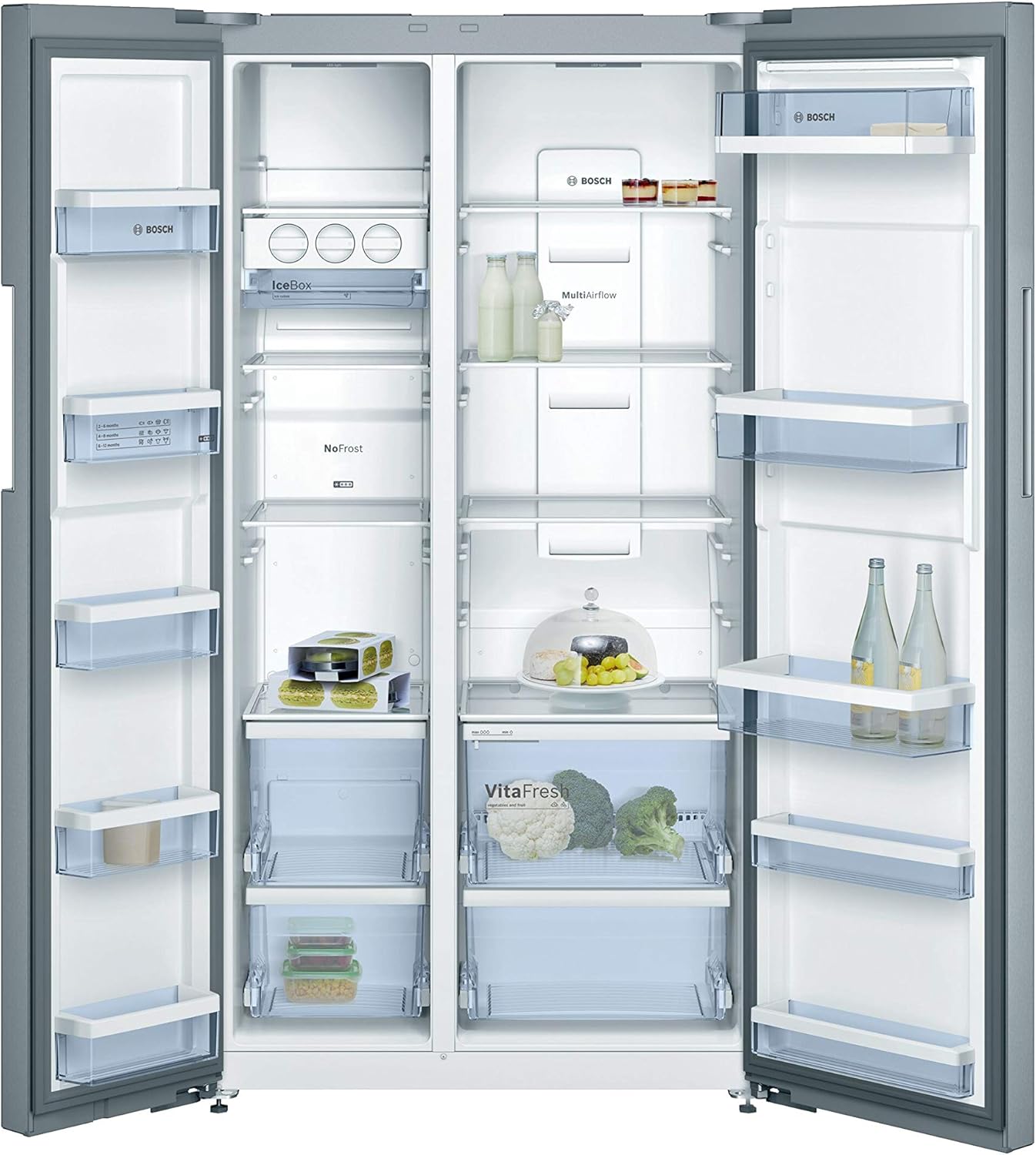 Bosch KAN92VI35 frigo américain - frigos américains (Autonome, Chrome, Acier inoxydable, LED, LED, Chrome, Acier inoxydable, Verre)