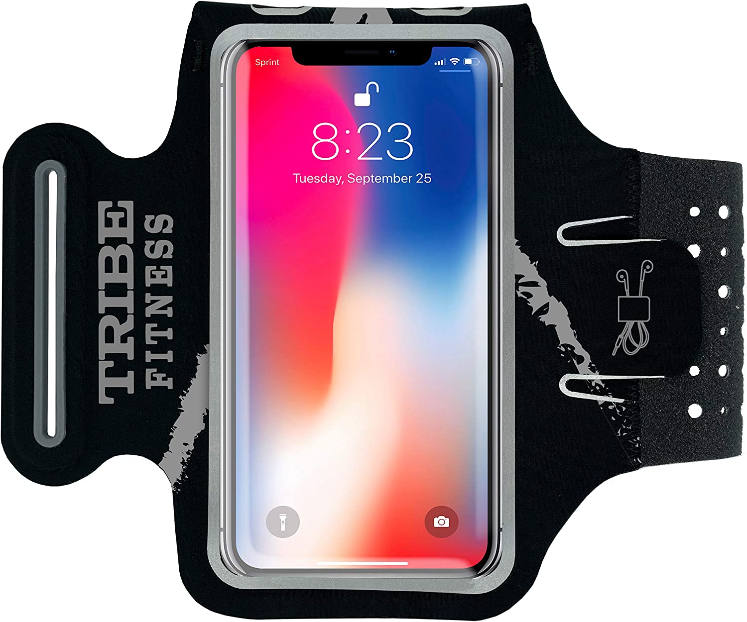 Tribe Premium Brassard et Support pour téléphone Portable iPhone X, XS, 8, 7, 6, 6S Samsung Galaxy S9, S8, S7, S6, A8 M: iPHONE X/XS Galaxy S9/S8/A8 Or Similar Noir/Gris