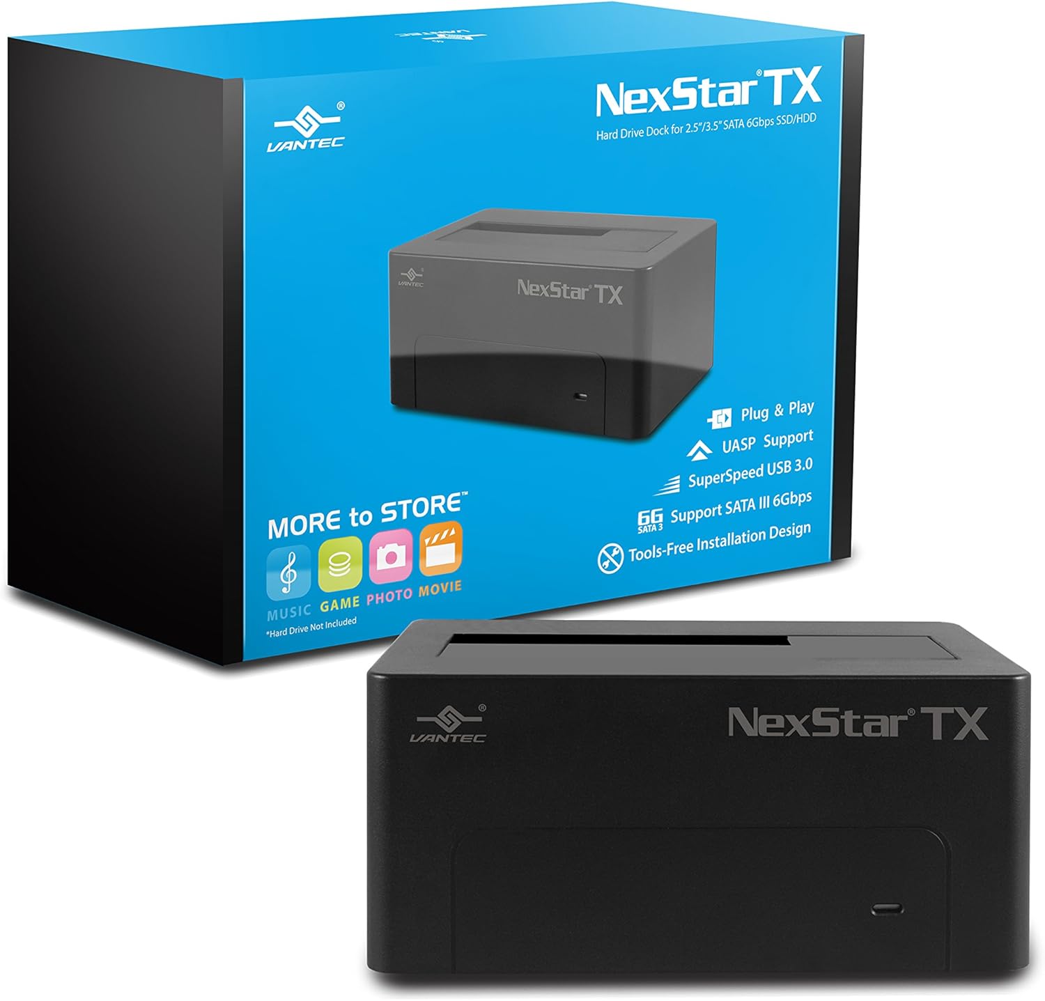 Vantec 8,9 cm SATA 6 Go/s pour boîtier de Disque Dur USB 3.1 Gen II de Type A (Nst-370 a31-bk) NexStar TX - 1 Baie USB 3.0 (Version Mise à Jour)