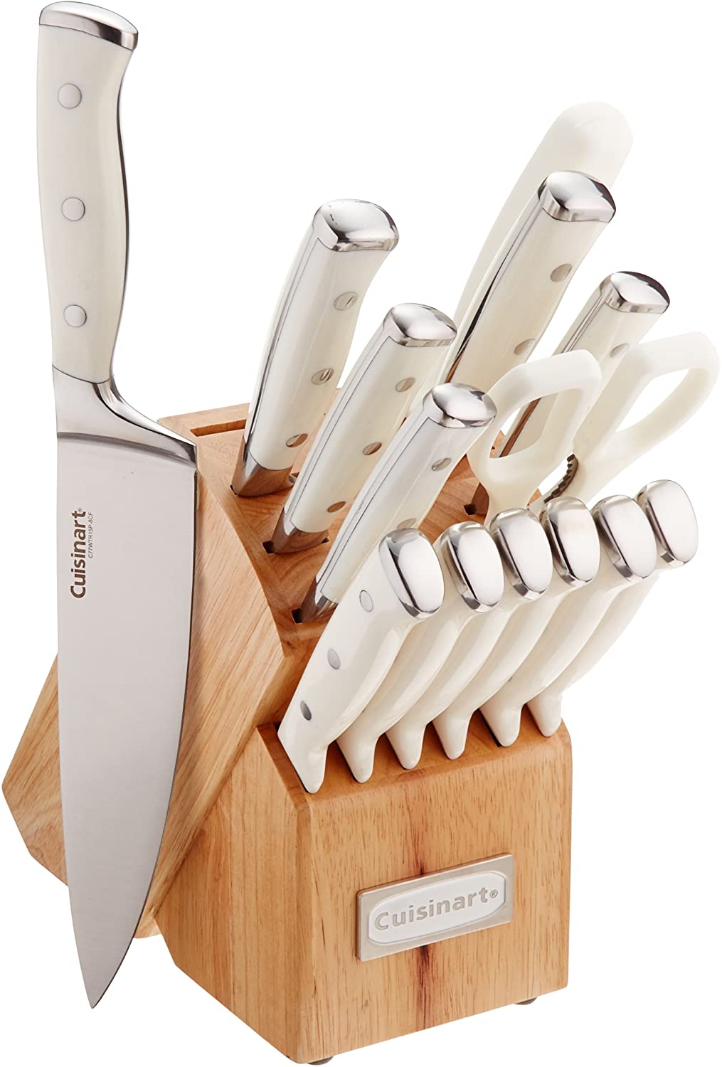 CUISINART C77wtr-15p Classique Triple Rivet forgé Ensemble de 15 pièces, Blanc