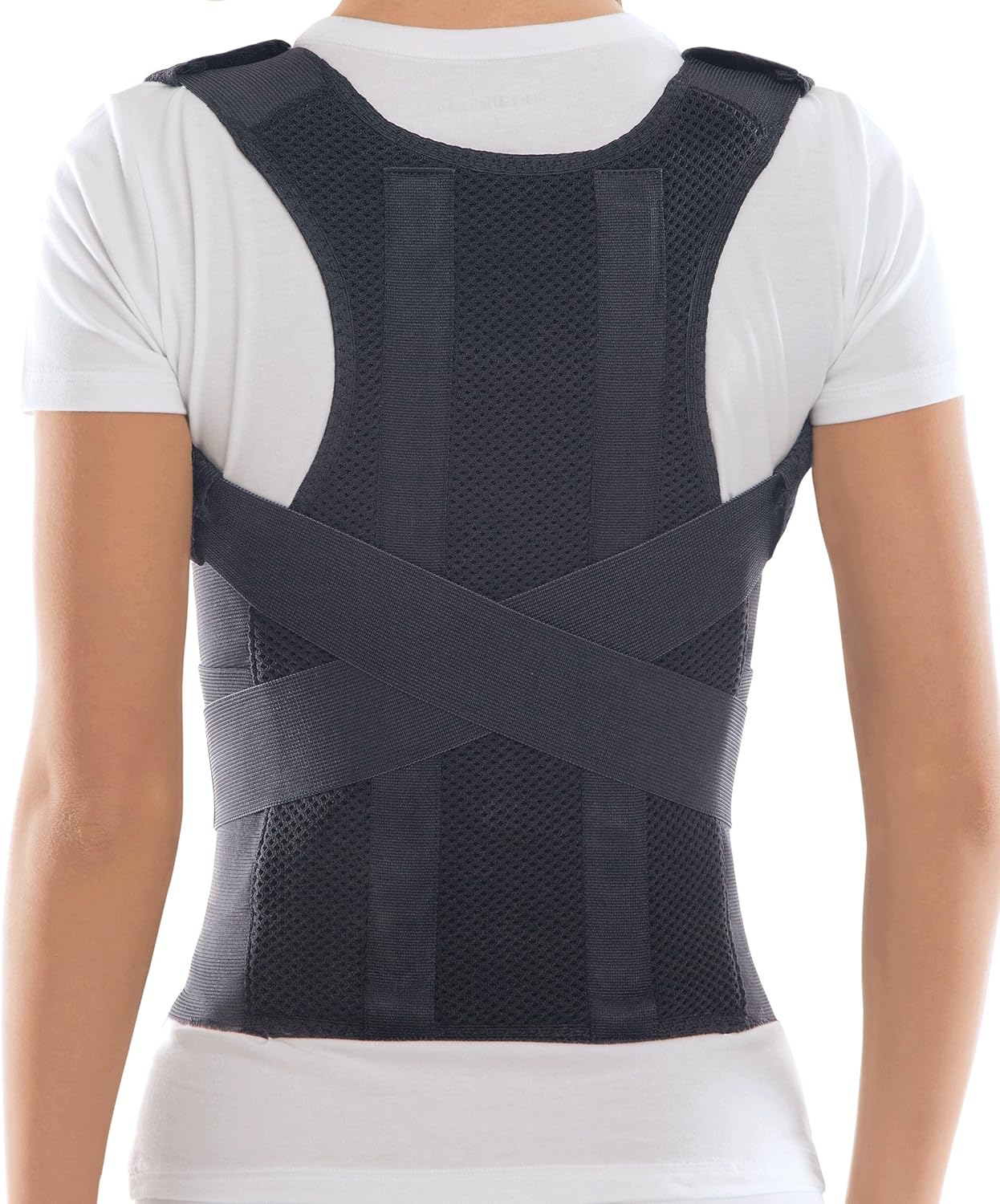 TOROS-GROUP Confort Posture Correcteur et Ceinture de maintien dorsale / 100%-Doublure en Coton - X-Large, Waist/Belly 101-110cm Black